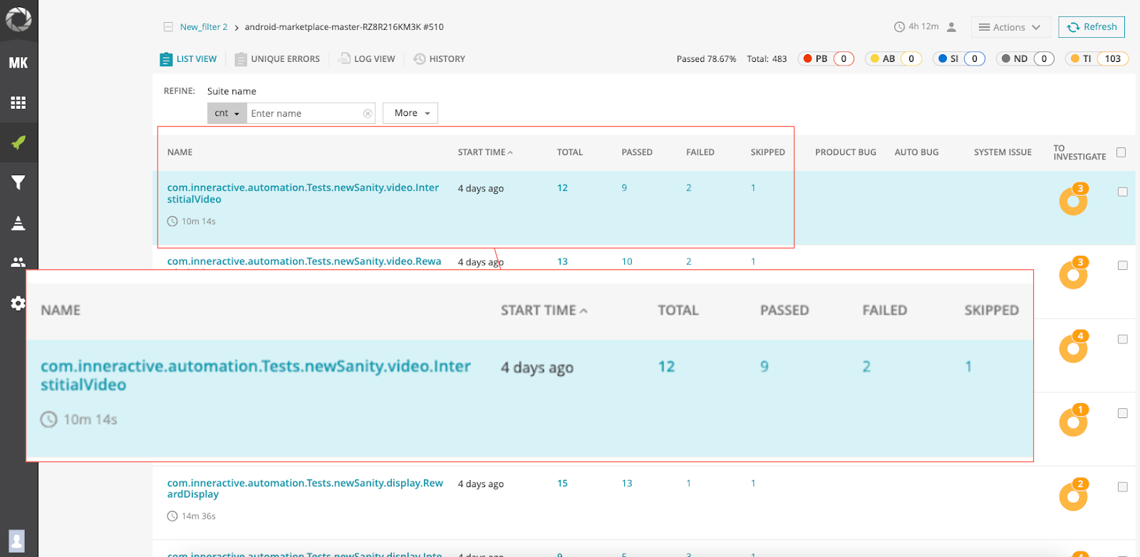 Report Portal Example